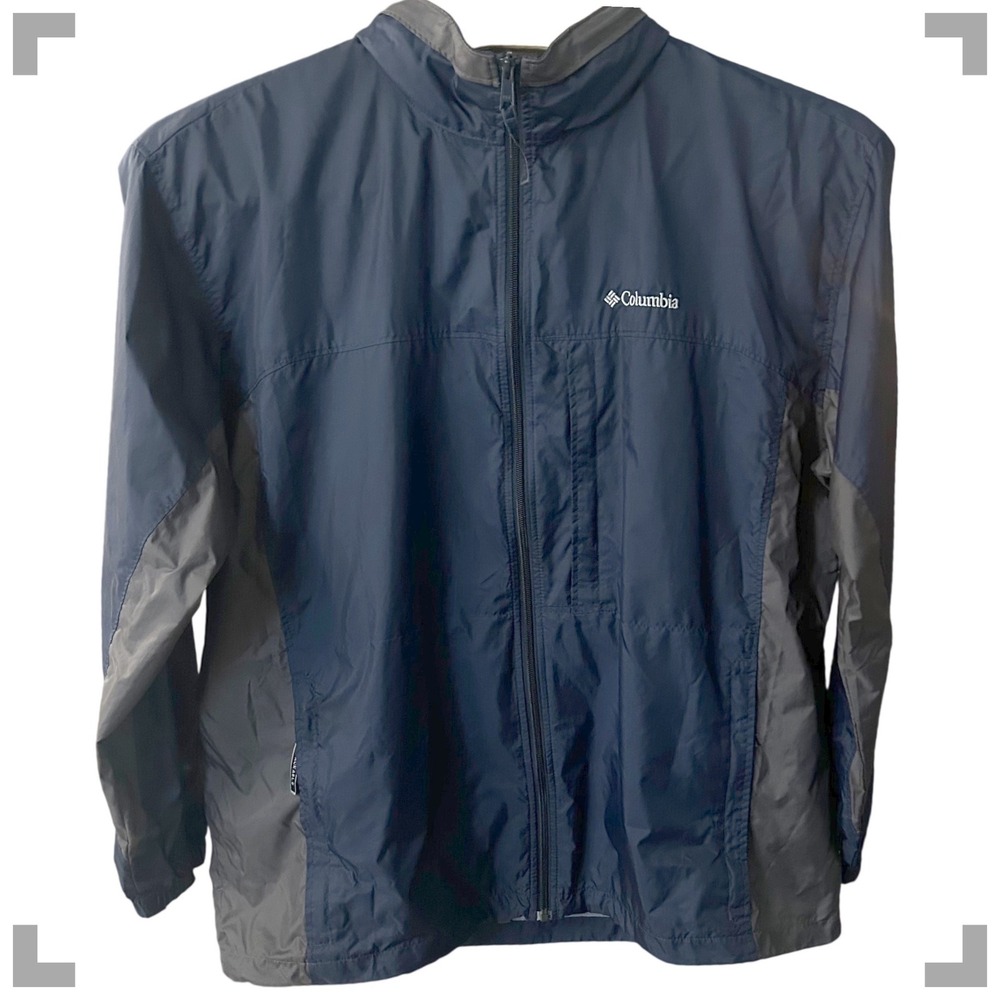 Columbia Titanium Mens XXL Windbreaker Jacket Navy Blue Grey Full Zip RM3026